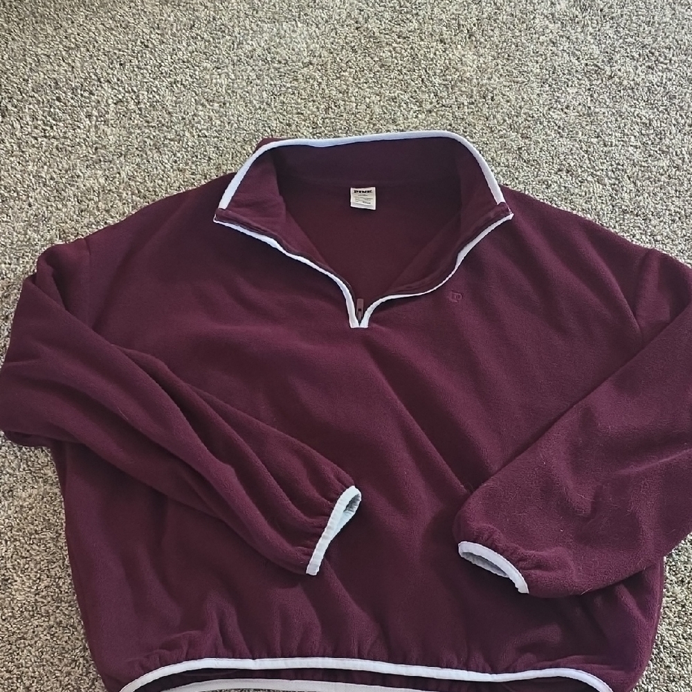 PINK Victoria's Secret  Burgundy Quarter-Zip Sweater